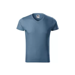 MALFINI SLIM FIT V-neck férfi póló farmerkék -2XL