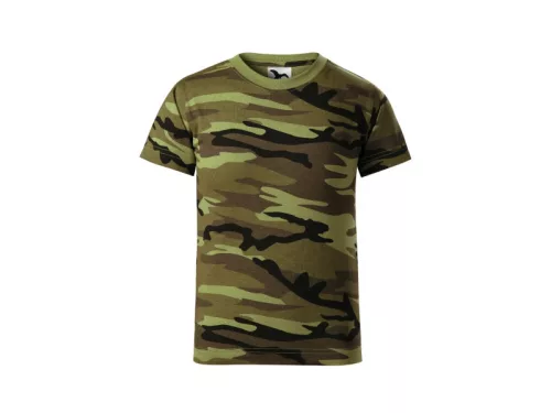 MALFINI CAMOUFLAGE gyerek póló zöld terepszín -134 cm/8 éves