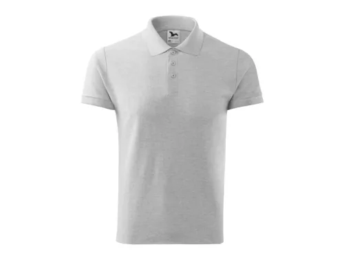 MALFINI COTTON férfi galléros póló világosszürke melírozott -S