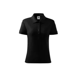 MALFINI COTTON női galléros póló fekete -XS