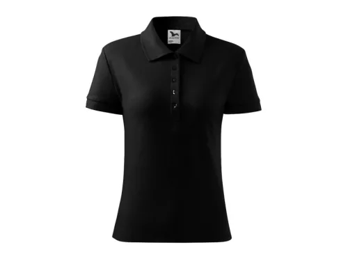 MALFINI COTTON női galléros póló fekete -M