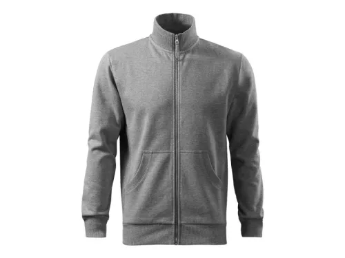 MALFINI ADVENTURE férfi cipzáras pulóver sötétszürke melírozott -3XL