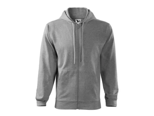 MALFINI TRENDY ZIPPER férfi kapucnis pulóver sötétszürke melírozott -S