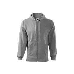   MALFINI TRENDY ZIPPER férfi kapucnis pulóver sötétszürke melírozott -2XL