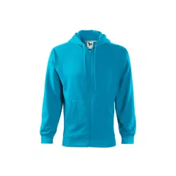 MALFINI TRENDY ZIPPER férfi kapucnis pulóver türkiz -XL