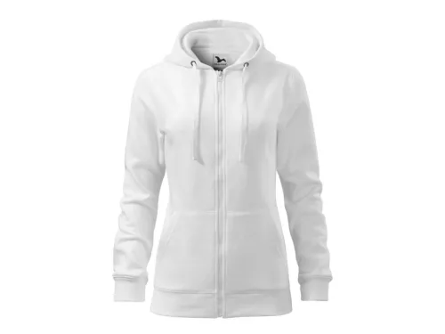 MALFINI TRENDY ZIPPER női kapucnis pulóver fehér -L