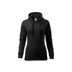 MALFINI TRENDY ZIPPER női kapucnis pulóver fekete -M