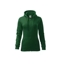 MALFINI TRENDY ZIPPER női kapucnis pulóver üvegzöld -XS