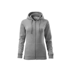   MALFINI TRENDY ZIPPER női kapucnis pulóver sötétszürke melírozott -XS