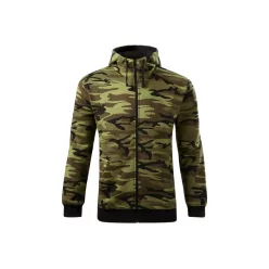   MALFINI CAMO ZIPPER férfi kapucnis pulóver zöld terepszín -3XL