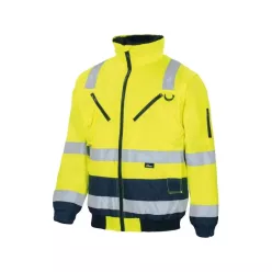   VIZWELL láthatósági 4 az 1-ben pilótadzseki fluo sárga-tengerkék - XL()