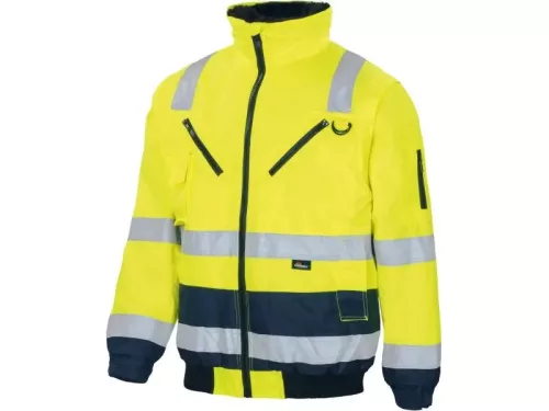 VIZWELL láthatósági 4 az 1-ben pilótadzseki fluo sárga-tengerkék - XL()