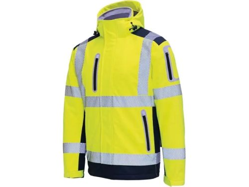 VIZWELL láthatósági 3 az 1-ben téli softshell kabát fluo sárga-tengerkék -5XL()