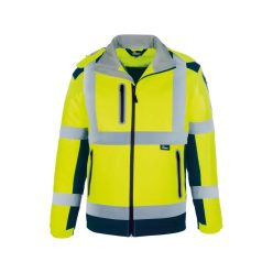   VIZWELL láthatósági téli softshell kabát fluo sárga-tengerkék - M