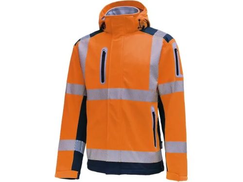 VIZWELL vékony jelző softshell kabát "új" fluo narancs-tengerkék L()