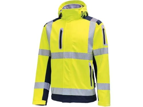 VIZWELL vékony jelző softshell kabát "új" fluo sárga-tengerkék 3XL()