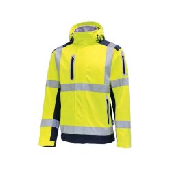   VIZWELL vékony jelző softshell kabát "új" fluo sárga-tengerkék M()