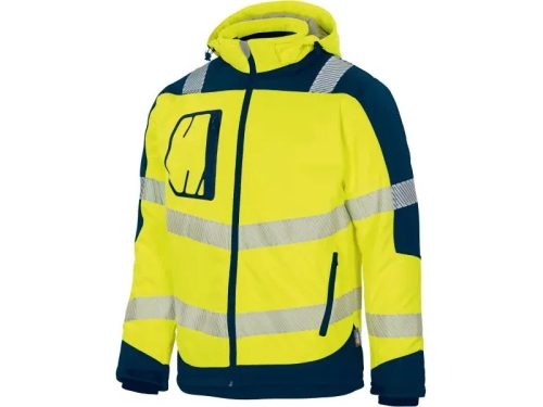 VIZWELL láthatósági téli softshell kabát fluo sárga-tengerkék - XL()