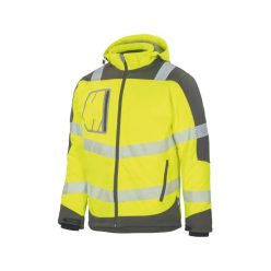  VIZWELL láthatósági téli softshell kabát fluo sárga-szürke - L()