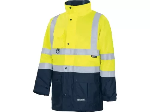 VIZWELL láthatósági 5 az 1-ben parka fluo sárga-tengerkék - 4XL