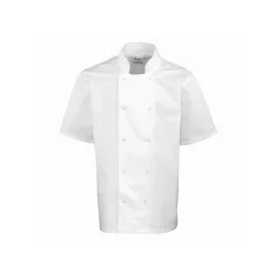 PREMIER PR664 unisex rövidujjú szakácskabát fehér -L()