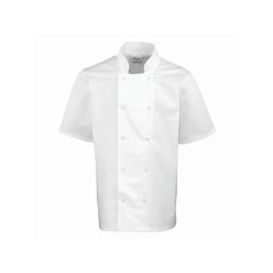 PREMIER PR664 unisex rövidujjú szakácskabát fehér -M()