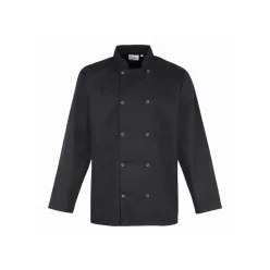 PREMIER PR665 unisex hosszúujjú szakácskabát fekete -L()