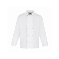 PREMIER PR665 unisex hosszúujjú szakácskabát fehér -M()